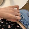 Stylish Korean Minimalist Flower Beaded Ring For Women Adjustable Open Finger Design