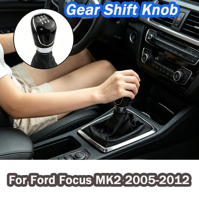 For Ford Focus MK2 2005-2012 Gear Shift Knob & Dust Boot 5/6 Speed Replacement Shifter Cover Black Red Stitching