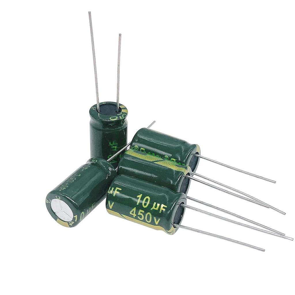 10pcs 450V 10UF Capacitor 10X17MM(0.39x0.67in) High Frequency Aluminum Electrolytic Capacitors for TV, LCD Monitor, Game