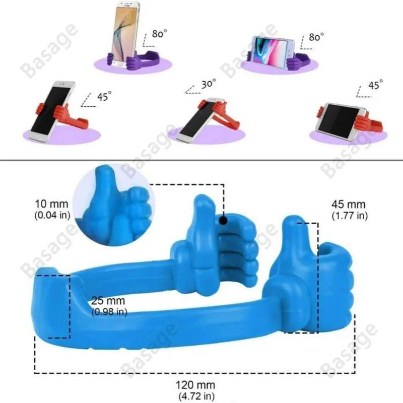 Thumbs-up Phone Stand: Adjustable Plastic Holder, Portable Desktop Stand for iPhone, Xiaomi & Samsung