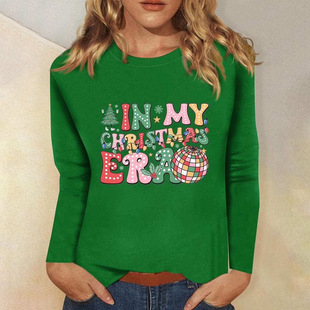 Women's Daily Casual Long Sleeve Christmas Print O-neck Top