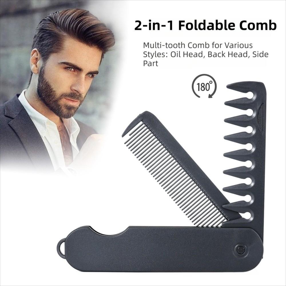 Beard Combing Portable Folding Pocket Combs 2 IN 1 Barber Hair Clipper Comb  Household