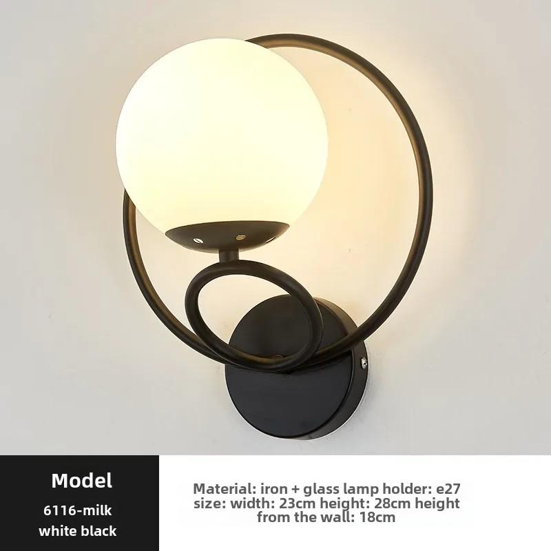 Modern Circle Led Wall Light Glass Ball Wall Lamp Living Room Bathroom Bedroom Bedside Entrance Porch Indoor Lighting Decor Lamp