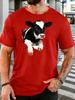 Cute Hole Breaking Holstein Calf Graphic Unisexs Cotton Crew Neck Tee Short Sleeve Loose Farm Casual Daily Street Male Top