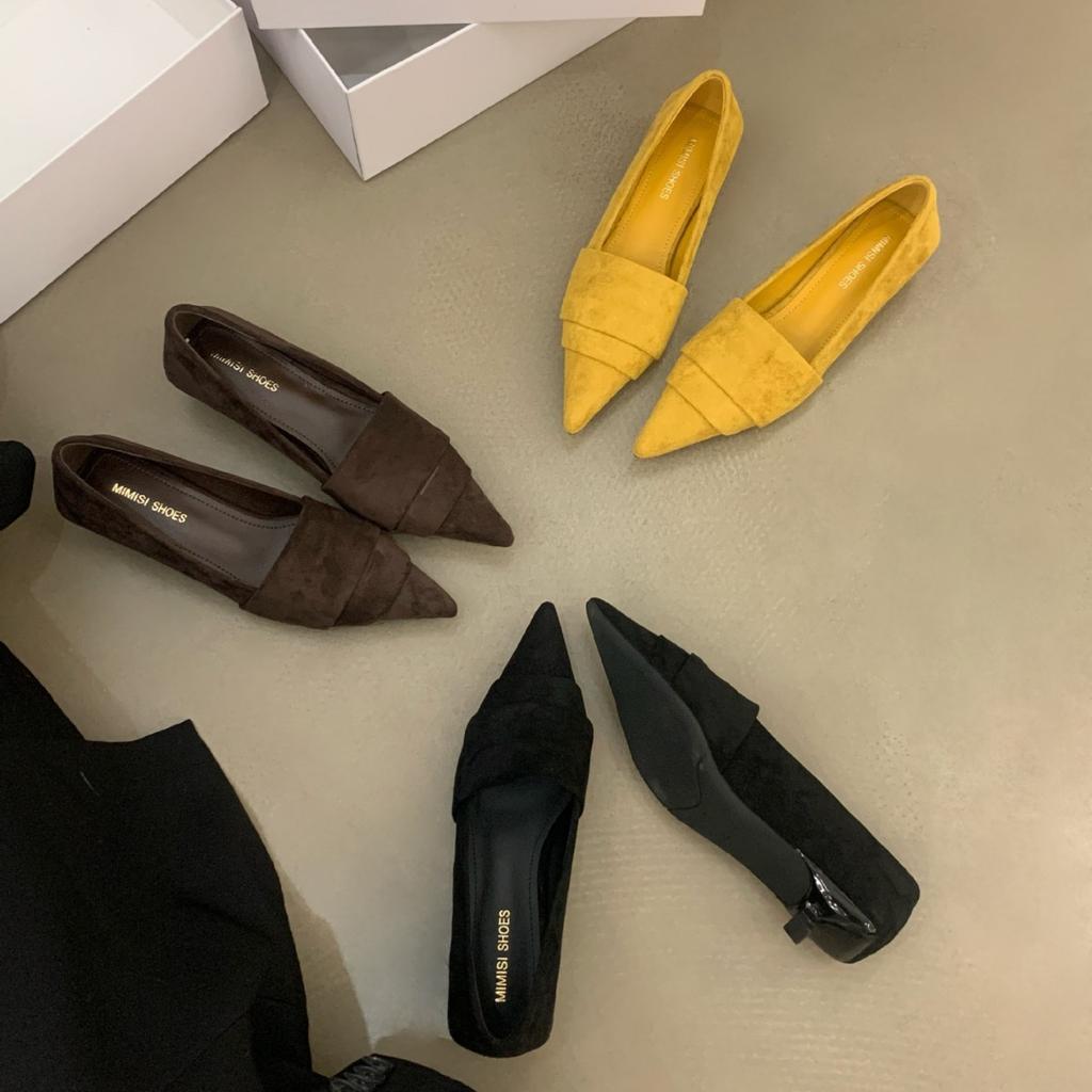 Niedrige französische Retro-Spitz-Single-Schuhe Damenschuhe 2025 neue Pendler-Arbeitsschuhe