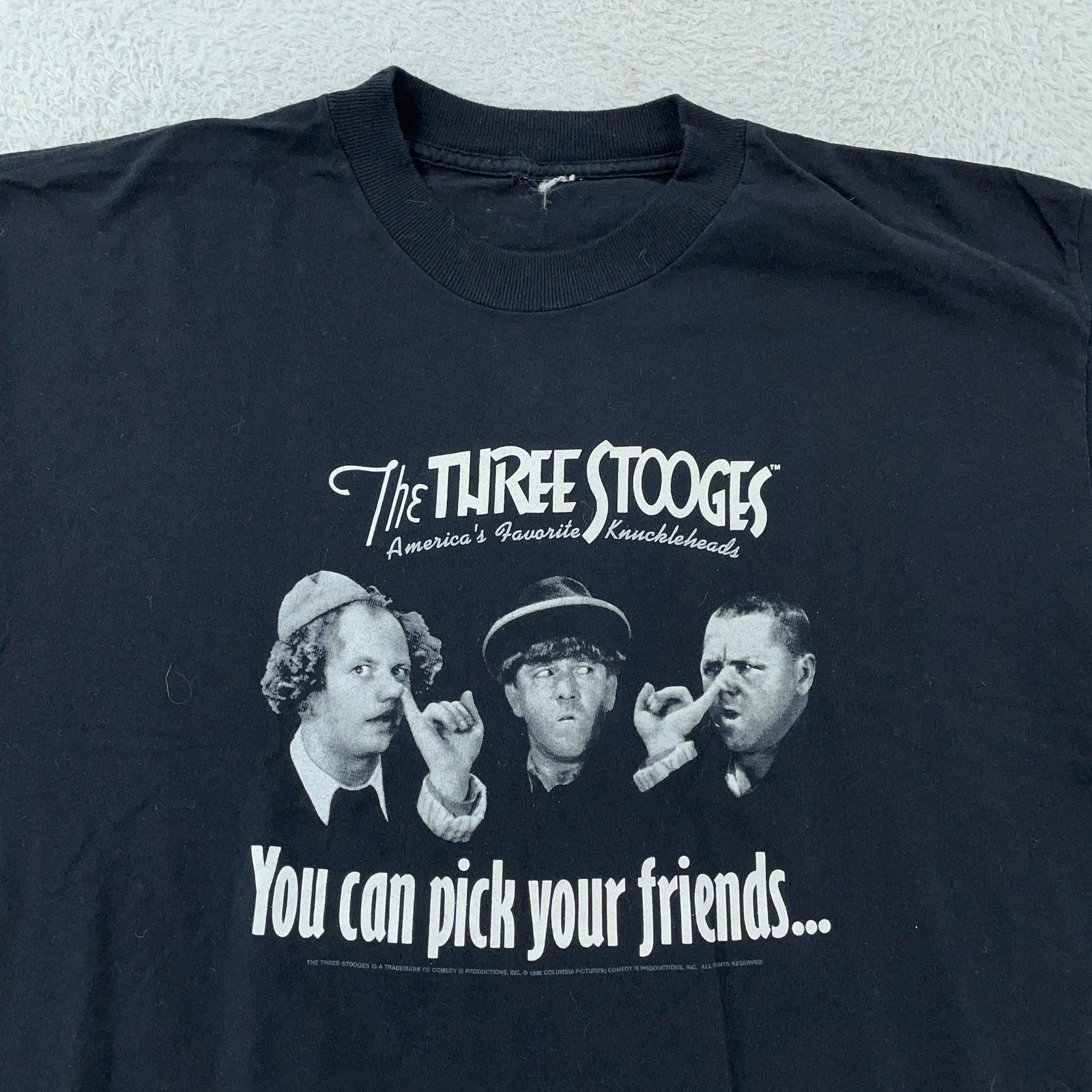 

Vintage Three Stooges Shirt L/XL Black Graphic Columbia Pictures 90s S