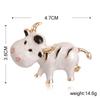Blucome Latest Lovely Milk Cow Shape Brooch Zircon Animal Jewelry for Children Collar Scarf Pins