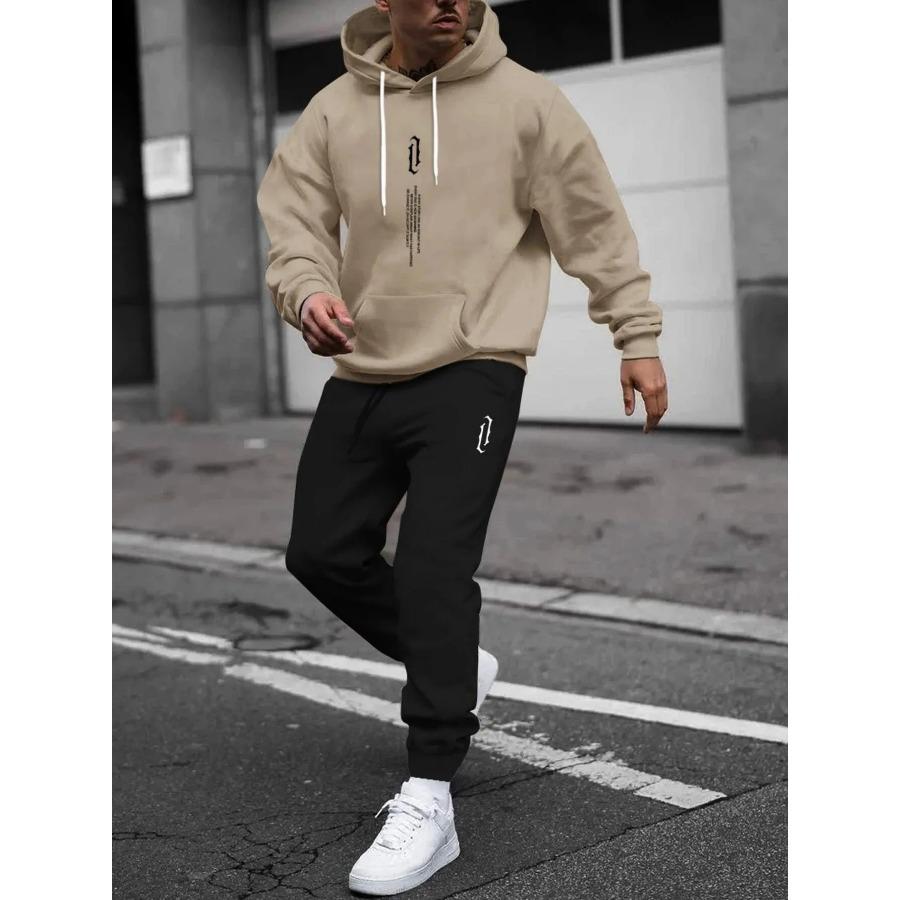 Herbst Winter Zweiteiliges Set für Männer Kordelzug Damen Trainingsanzug mit Kapuze Qualität Bequemer Casual Pullover Mode Täglich