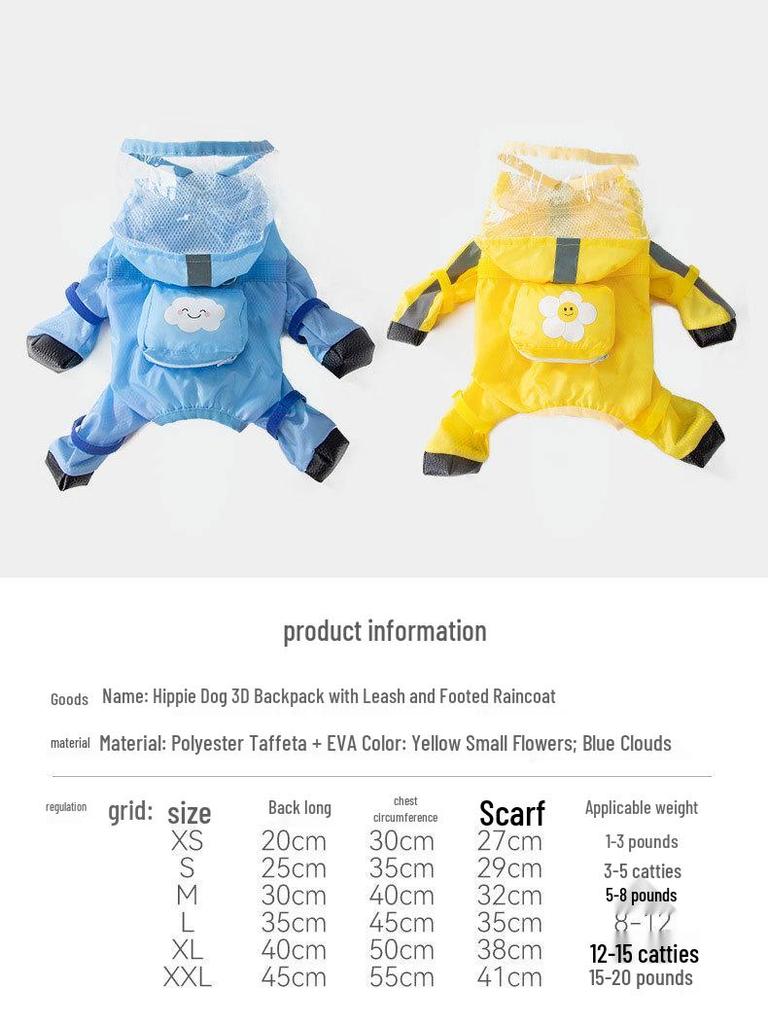 Waterproof Four-Legged Raincoat for Small Dogs - Full Coverage Pet Rainy Day Wear for Bichon, Teddy, and More.