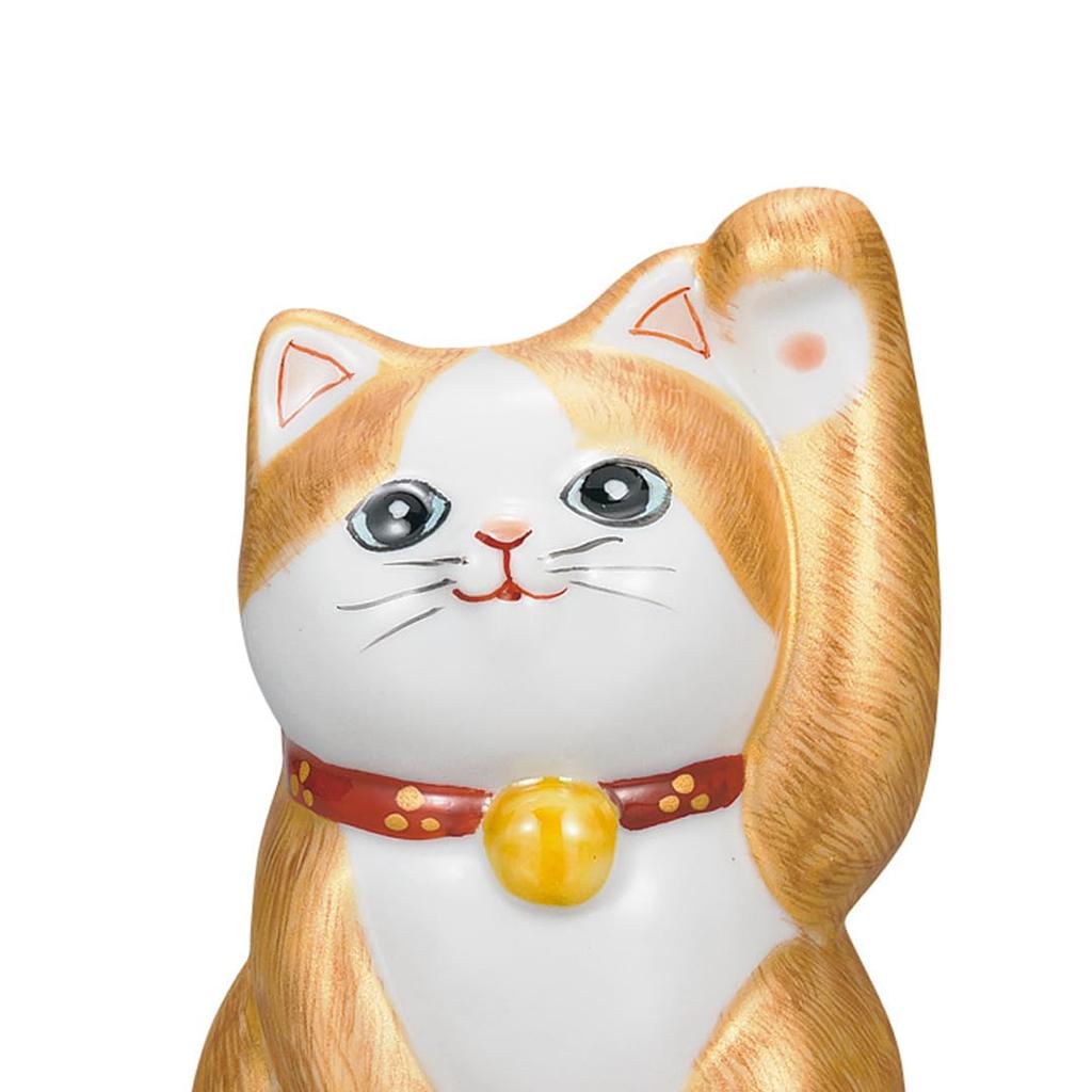 Kutani Ware Iwataya No. 3 Maneki Neko (Lucky Cat) with Gold-painted Fur AP7-1303