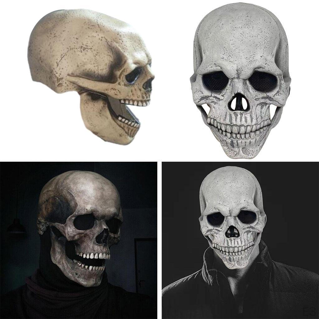 Halloween Horror Skull Helmet Movable Jaw Latex Party Costume Decoration