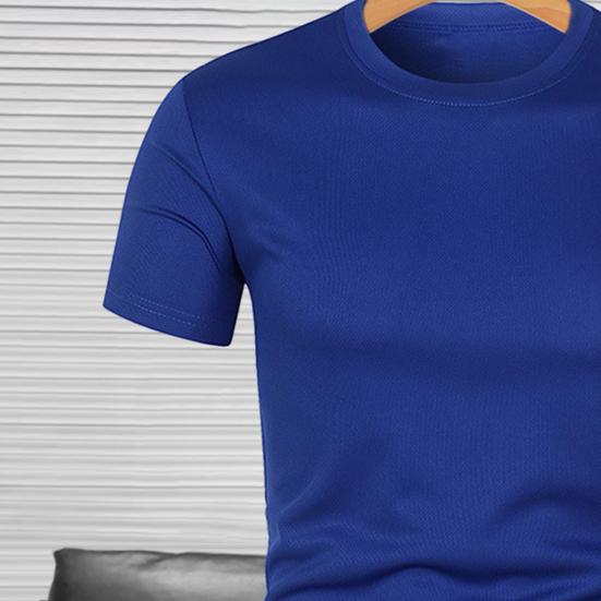 Men's Slim Fit T-shirt Short Sleeve Round Neck Sports Tee Quick-Drying Solid Color Casual Tee Shirt for Gym Fitness Daily Wear
