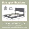 Modern minimalist soft bed, 140*200CM, grey, multifunctional bedroom furniture, low box bed frame without lifting rod, include140*200cm mattress.