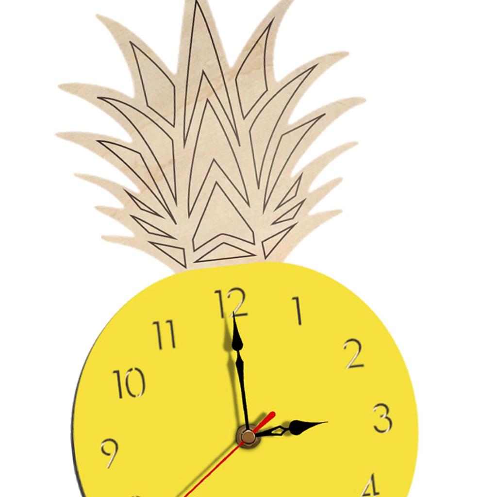 Pineapple Fruit Wall Clock Silent Nordic Style Cartoon Modern Cute for Kids Room Living Room Kitchen Office Home Decoration