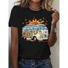 Mode Damen Blumenprint T-Shirt Lustiges Lässiges O-Ausschnitt Kurzarm T-Shirt Sommer Damen T-Shirt