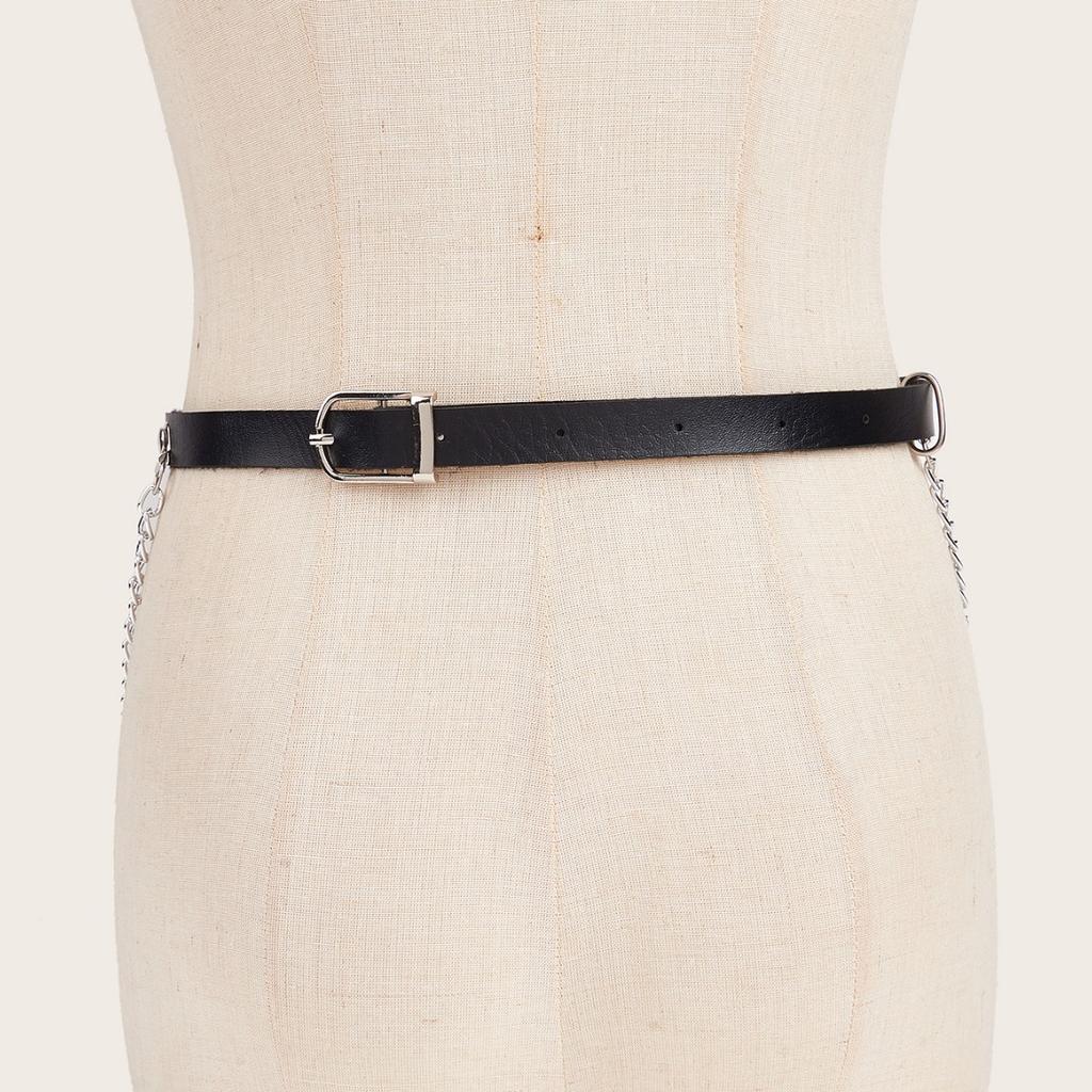 Dark Chain Punk Belt Female Hip Hop Lace Splicing With Dress Coat Decorative Waist Seal