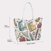 Cartoon School Stationery Pattern Portable Casual Tote Bag Cute Daily Use Handbag for Students Lightweight Shoulder Bag