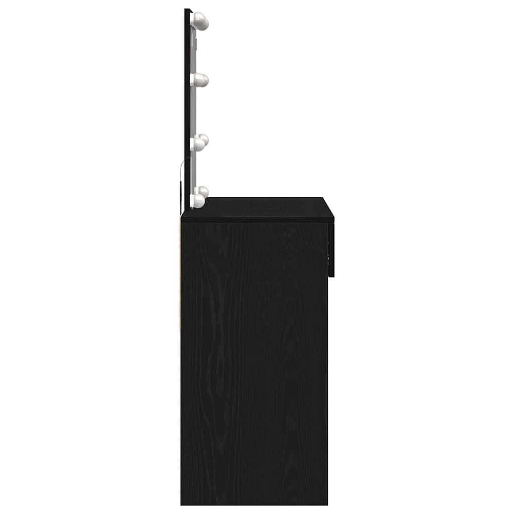 Makeup Table with Mirror Black Oak Look 100 x 40 x 130 cm