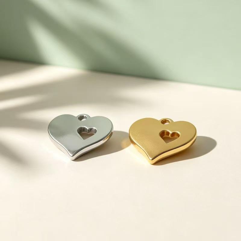 Hollow Heart Stainless Steel Titanium Pendant Necklace DIY Jewelry Accessory Tag
