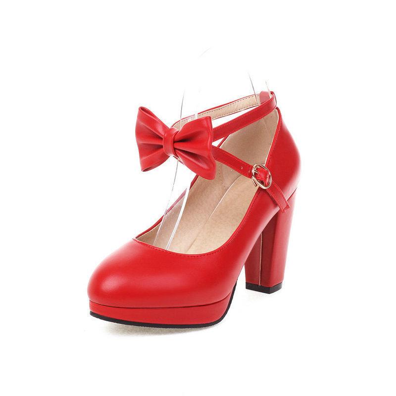 Round head spring and autumn high heels girl princess small leather shoes white girl thick heel single shoes Mary Jane women's single shoes