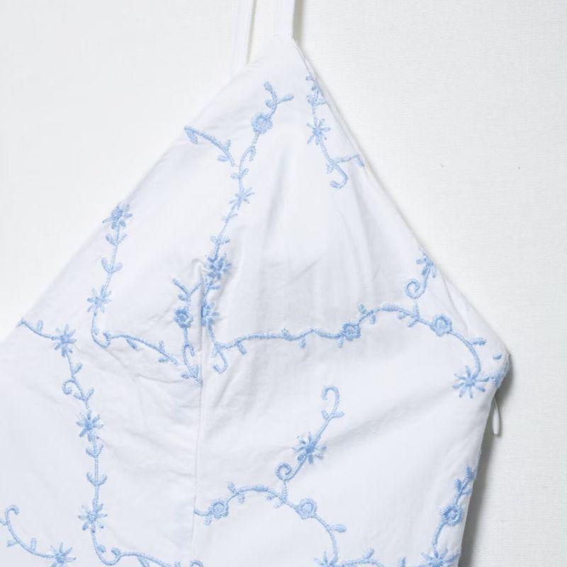 Kaslead New Women clothes Western Style Fashion Simple Embroidery Poplin Dress 0881359 044