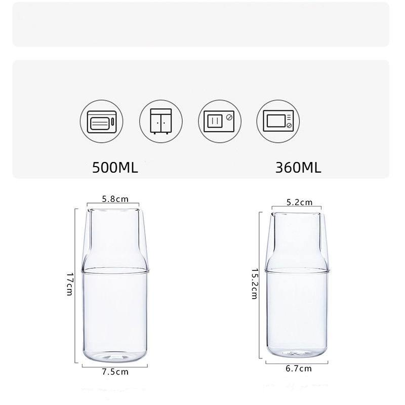Nordic Transparent Glass Water Bottle with Cups – Heat-Resistant Juice Pitcher Set for Home or Office