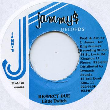 

7inch Record LITTLE TWITCH - Respect Due Jammys 1987 Jamaica Reggae, Ska & Dub