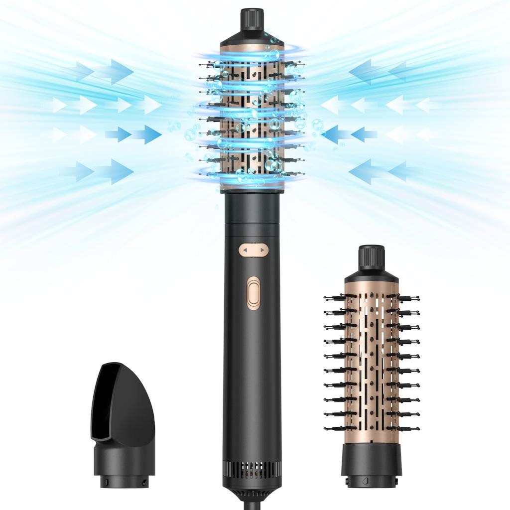 Three In One Multifunctional Left and Right Automatic Straight Roll Hot Air Blowing Comb with Interchangeable Head Hair Dryer
