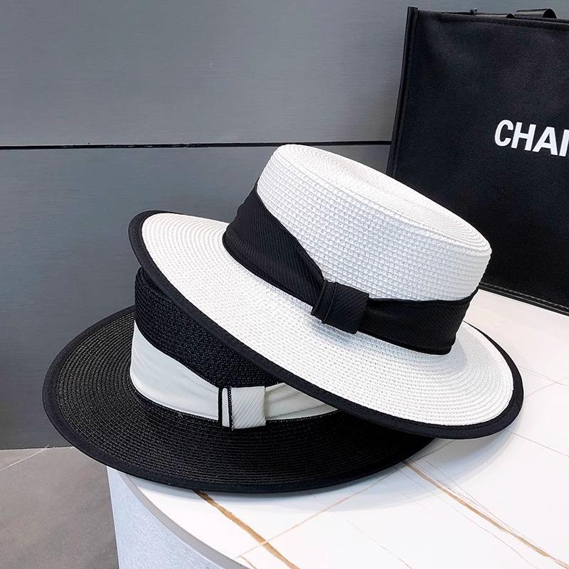 Flat Top Straw Hat Children's Summer 2025 New Straw Top Hat Seaside Sunshade Sunscreen Hat Beach Sun Hat