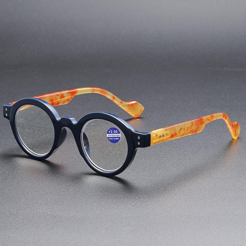 Round Frame Anti-Blue Reading Glasses Retro High Definition Japanese Flat Glasses Middle-Aged And Elderly Spring Reading Glasses