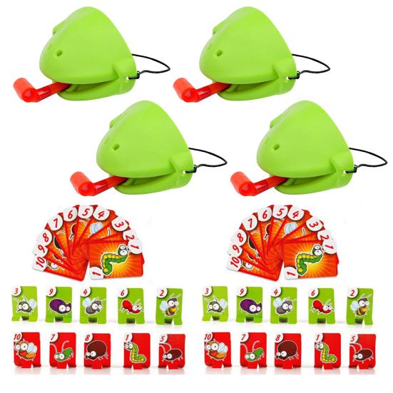 1 Set Sticking-Out Tongue Frog Face Guard Toy Licking Animal Chameleon Lizard Tongue Game 1/2/4 Players Board Game Toddler Boys Girls Gift