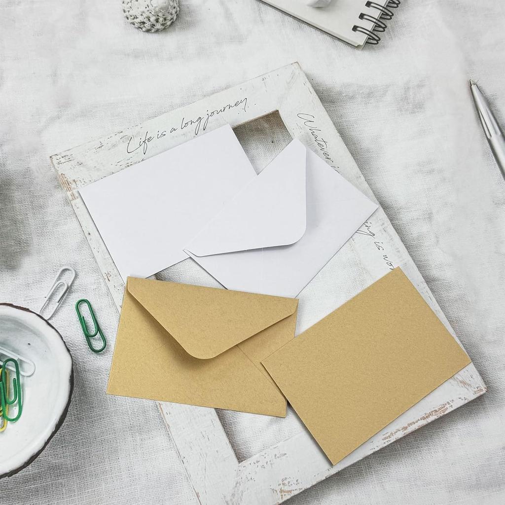 100 Pack Gift Card Envelopes 4 x 2.75 Inches Mini Envelopes 120 GSM Small Paper Business Gift Card Holders Bulk Compact Greeting Card Envelope Po