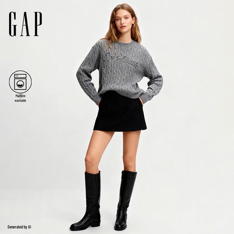 

Женский свитер GAP из смесовой шерсти с логотипом в виде витой веревки с вышивкой L