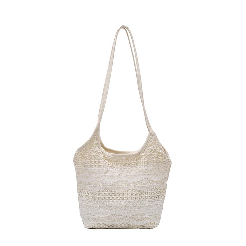 Large Capacity Foreign Style Fairy Style Woven Bag Women's 2025 New Fashion Lace Shoulder Bag Versatile Tote Bag