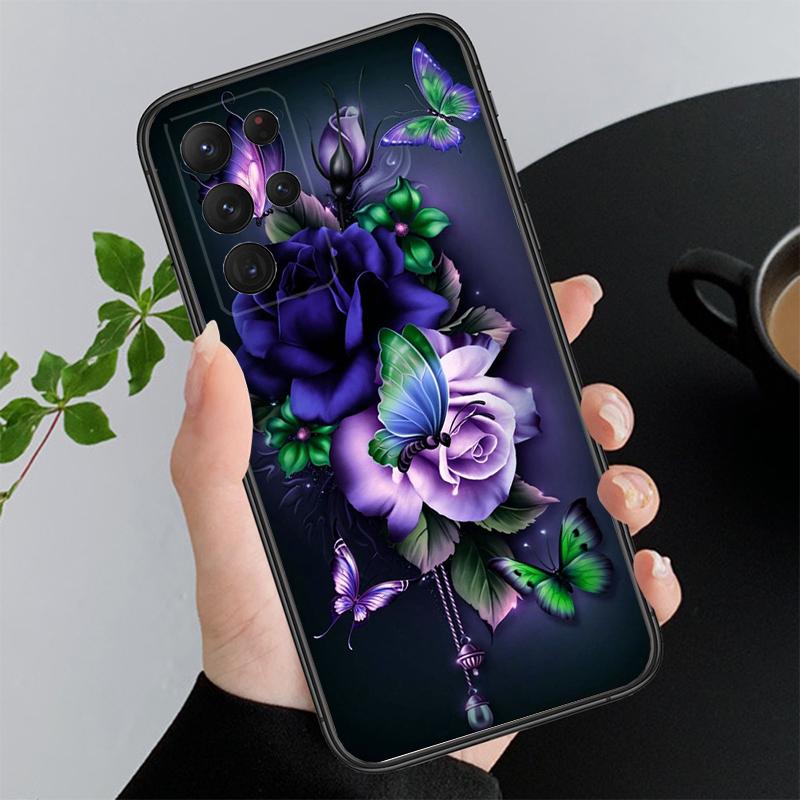 Purple Flower Phone Case For Samsung A35 A55 A54 A15 A25 A05s A05 A22 A24 A52 A33 A34 M34 M14 M54 M23