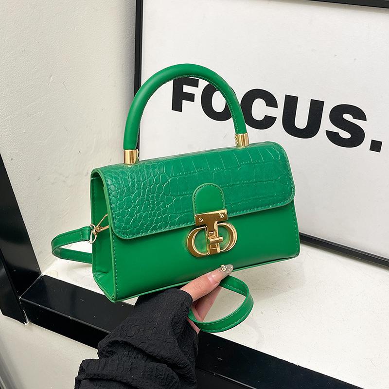 Fashionable Fashionable Lock Buckle Crocodile Pattern Leisure Handheld Single Shoulder Crossbody Small Square Bag For Women
