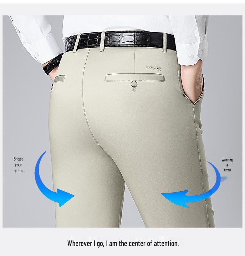 2026 Spring/Summer Men's Tencel Cotton Casual Pants – Mid-rise, Solid Color, Straight Leg, Versatile & Fashionable