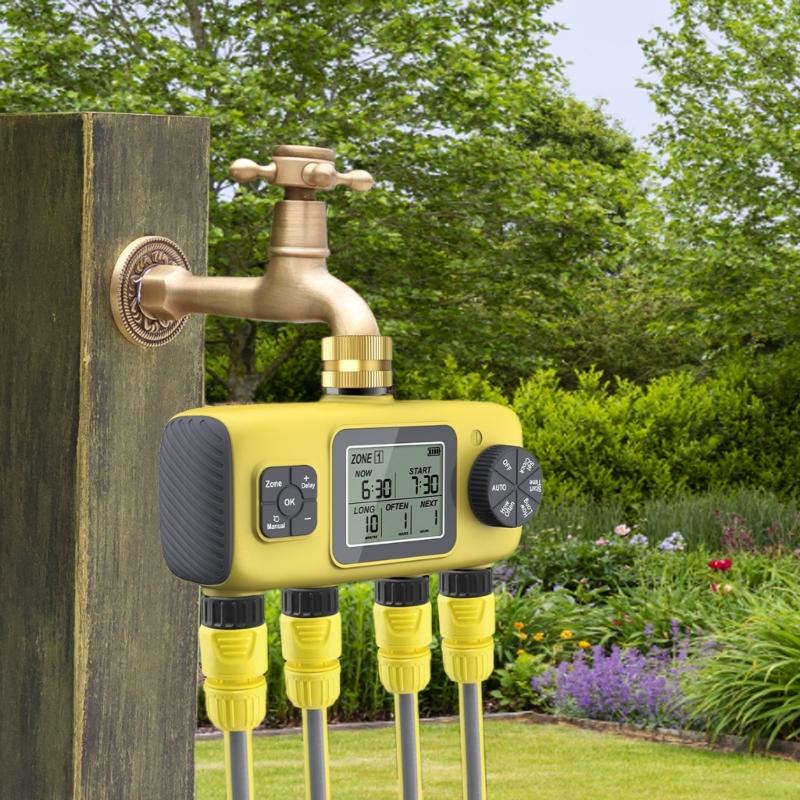 Programmable 4 Zone Sprinkler Timer Durable ABS Construction IPX5 Waterproof Watering System For Lawn And Garden