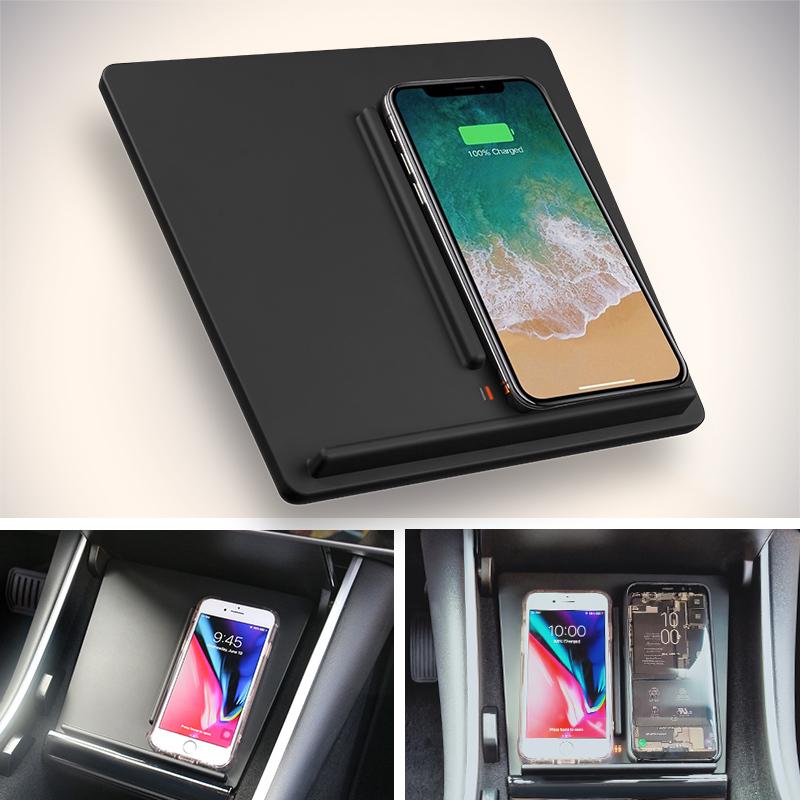 For Tesla Model 3 2017-2020 QI Wireless Charger 10W Fast Dual Phone Charging Holder Plate Center Console Interior Accessories