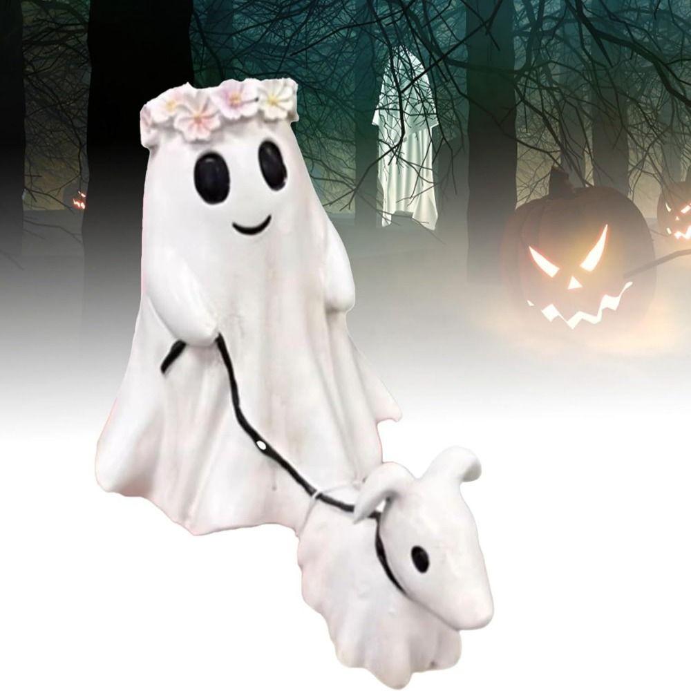 Resin Craft Halloween Ghost Ornaments Handmade Halloween Walking Dog Figurine Indoor