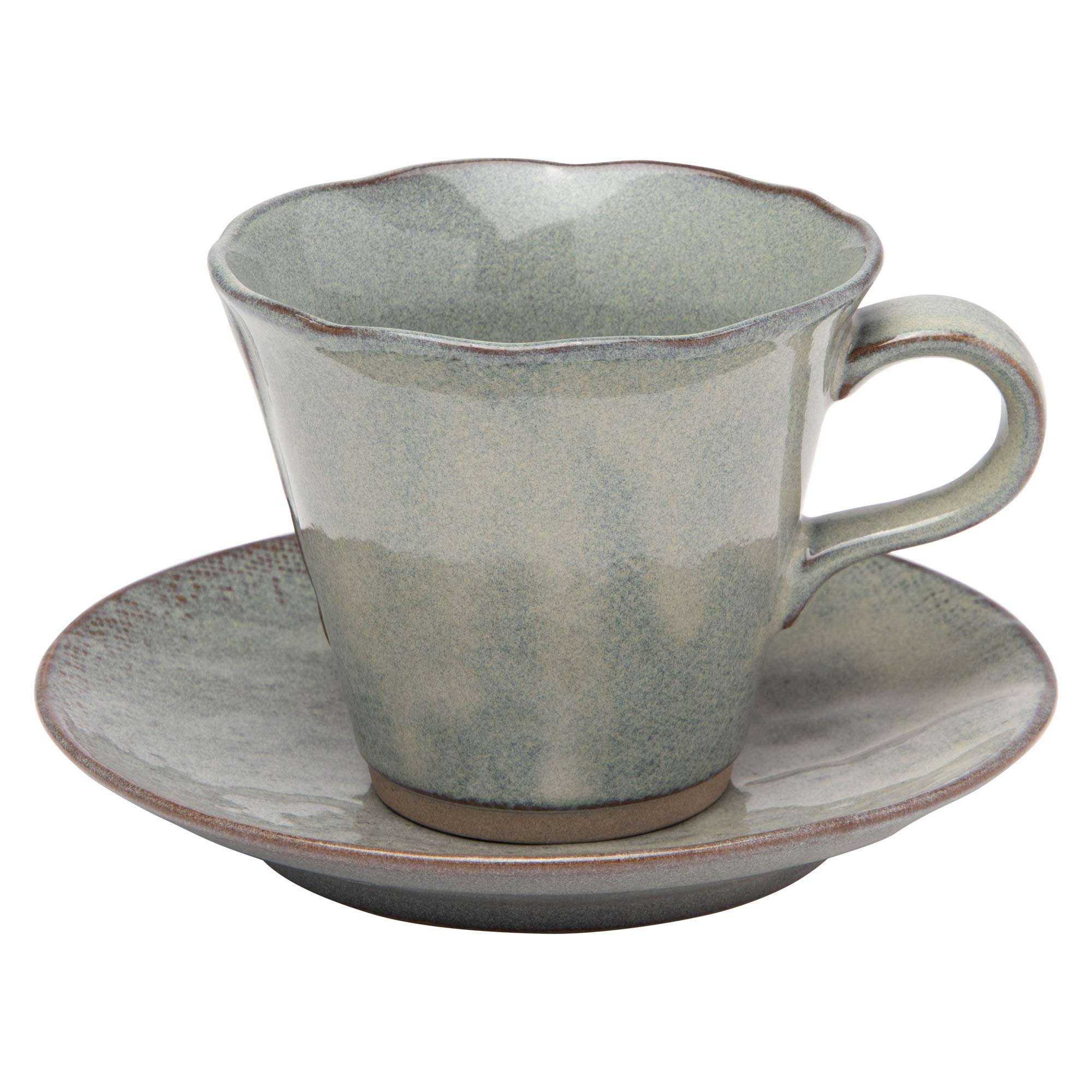 Mino ware cup and nightingale W30131 saucer, (uguisu - green)