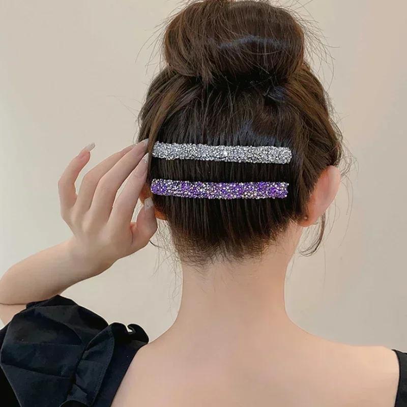 2025 New Korean Rhinestone Comb Hair Clip Broken Hair Artifact Shiny Invisible Hair Styling Accessory Teeth Headwear Girls