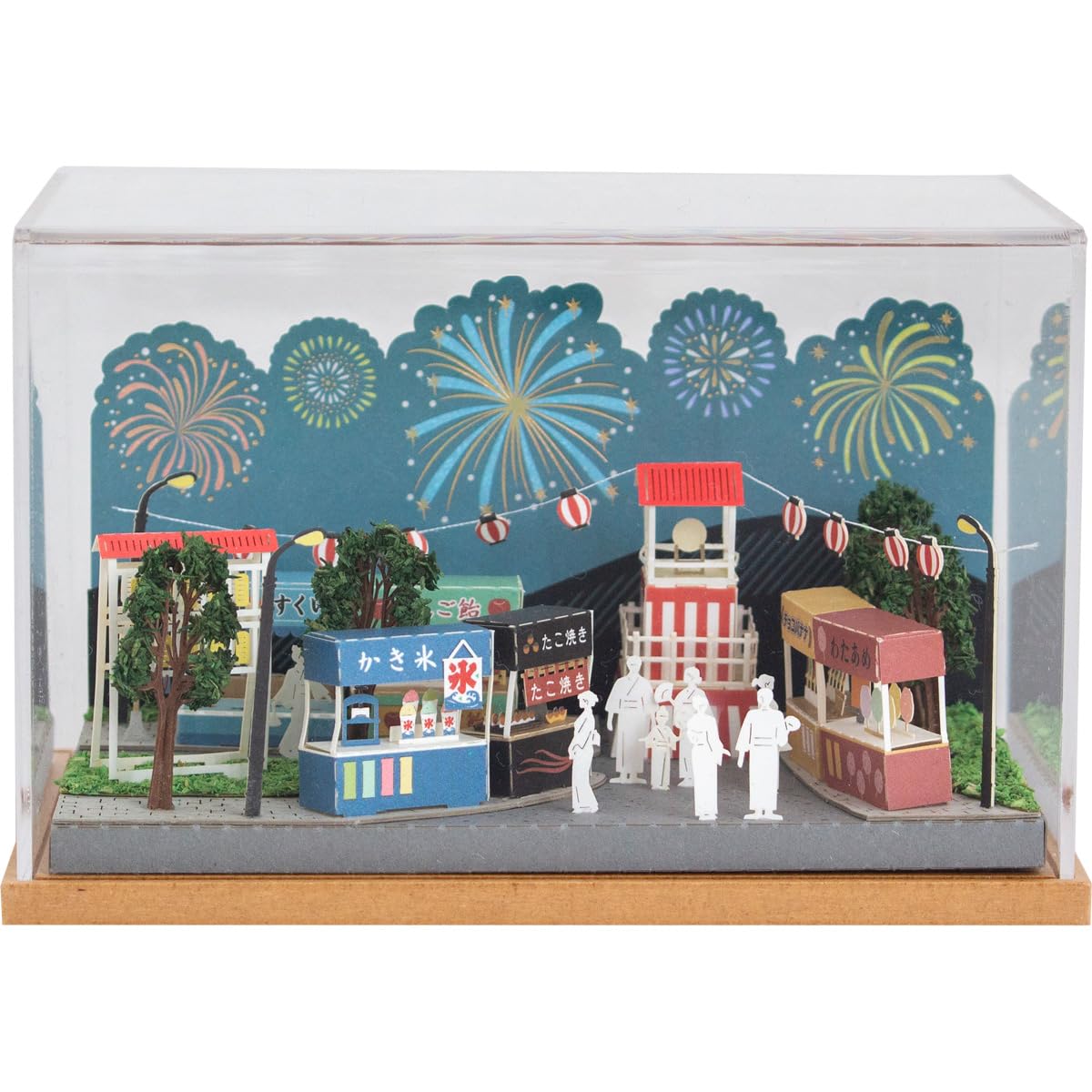 

Gintopia Paper Landscape Paper Craft Kit for Adults, Handmade Kit, Japanese Seasons, Paper, Acrylic Case Included, Summer Fireworks Festival