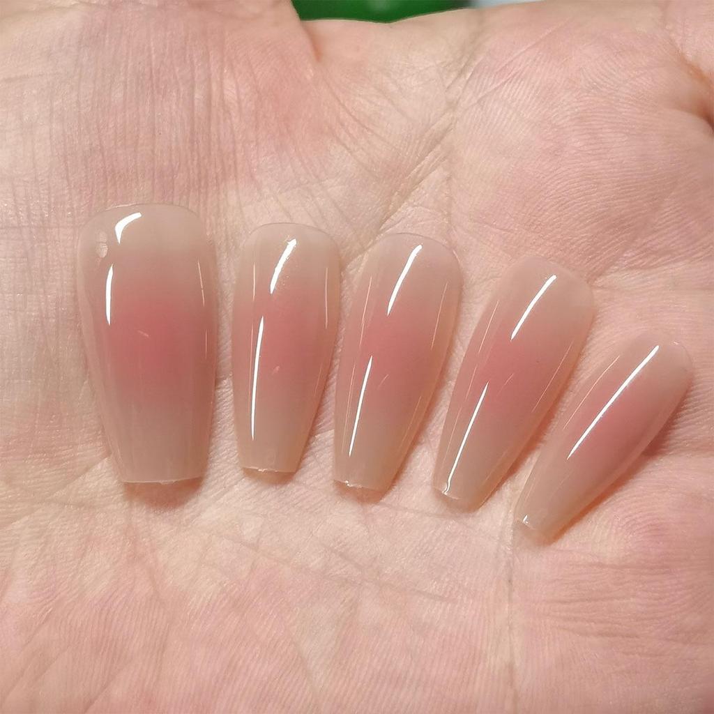 Nude Peach Pink Gradient Blush Medium-Long Press-On Nails - Xiaohongshu Favorite