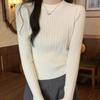 Korean-Style Low-Neck Knit Sweater: Elegant Women's Base Layer for Autumn/Winter 2023