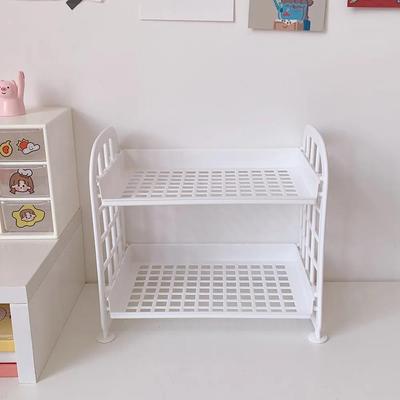 Soporte de Almacenamiento de Escritorio Estante de Plástico Multifuncional Organizador de Maquillaje Organizador de Escritorio para Oficina Dormitorio Estante