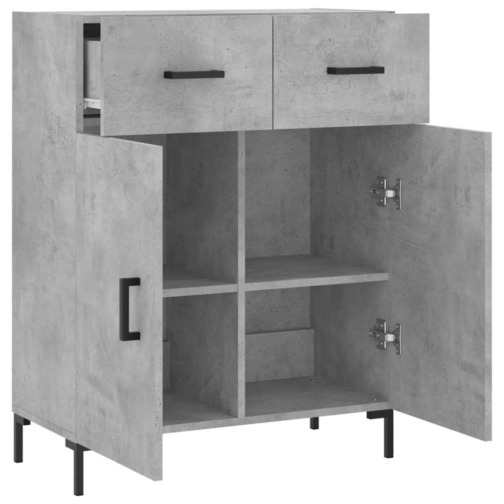 vidaXL Sideboard Concrete Grey 69.5x34x90 Cm Wood-based Panel