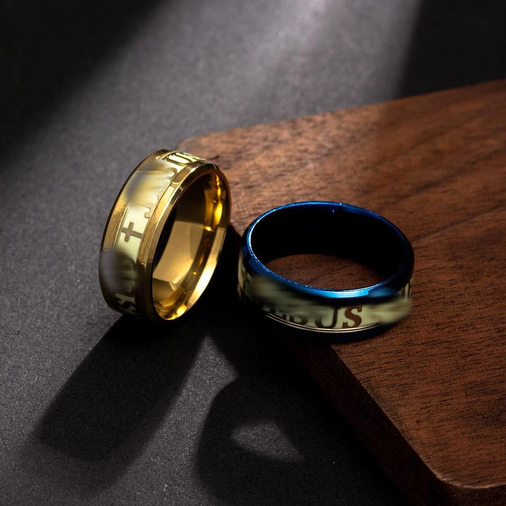 European & American Minimalist Stainless Steel Luminous Ring: Halloween, Easter & Christmas Jewelry