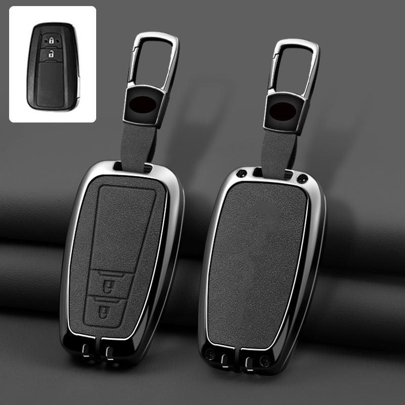 Zinc Alloy Leather Car Key Cover Housing Key Fob For Toyota Prius Camry Corolla C-Hr Chr Rav4 Land Cruiser Prado Key Fob
