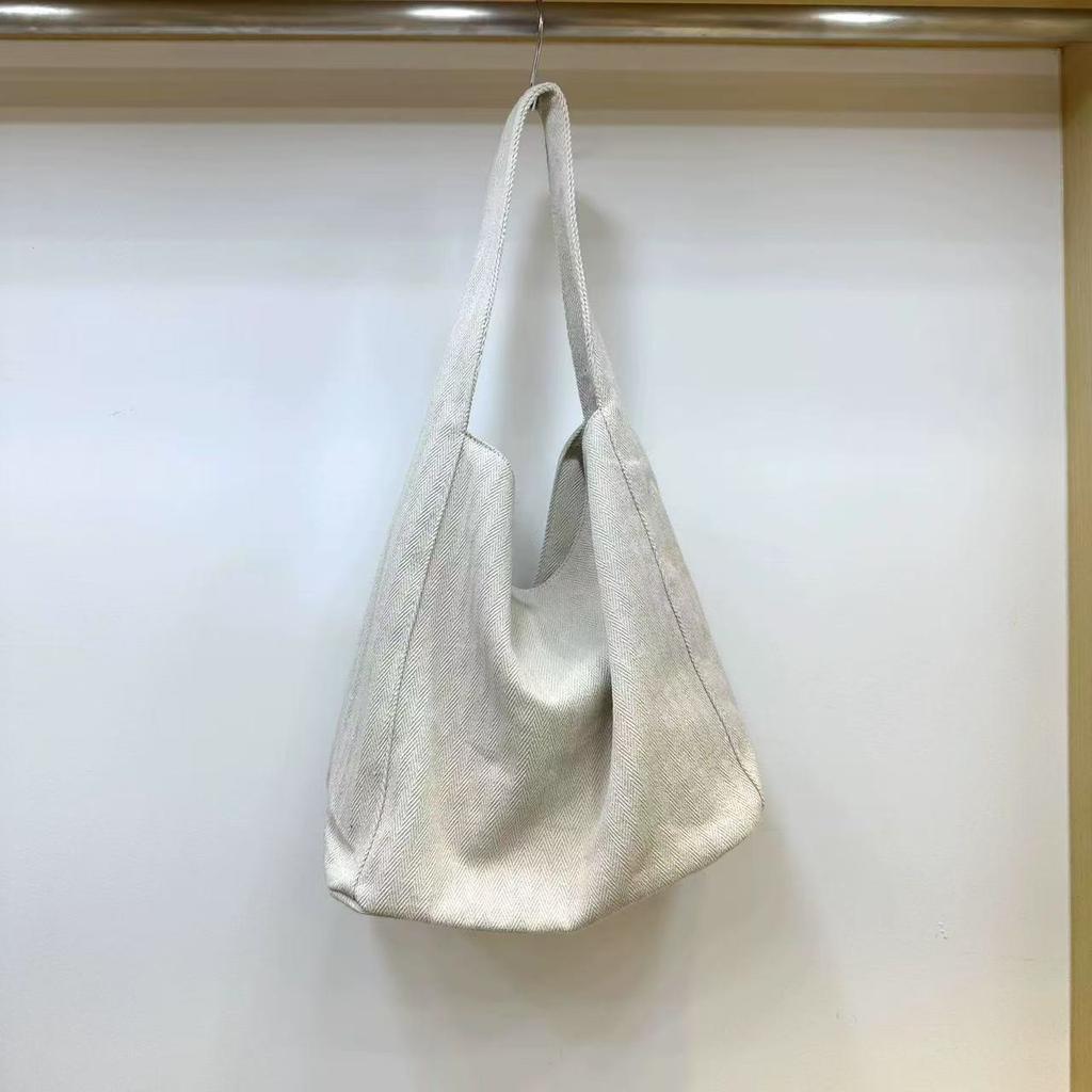 Korean Style Large Capacity Lazy Style Denim Canvas Bag New Niche Commuter Shoulder Bag Versatile Underarm Tote Bag
